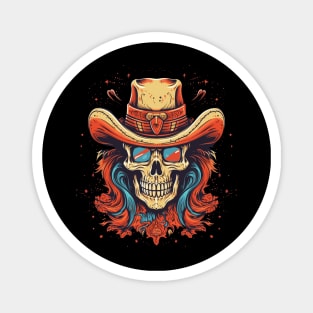 Cowboy Rockstar 80s Skull Magnet